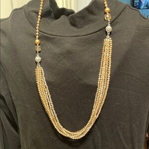 👔👔👔BOGOHO 👔👔👔Luxurious Gold Multi-Strand Necklace with Glass Beaded Accents